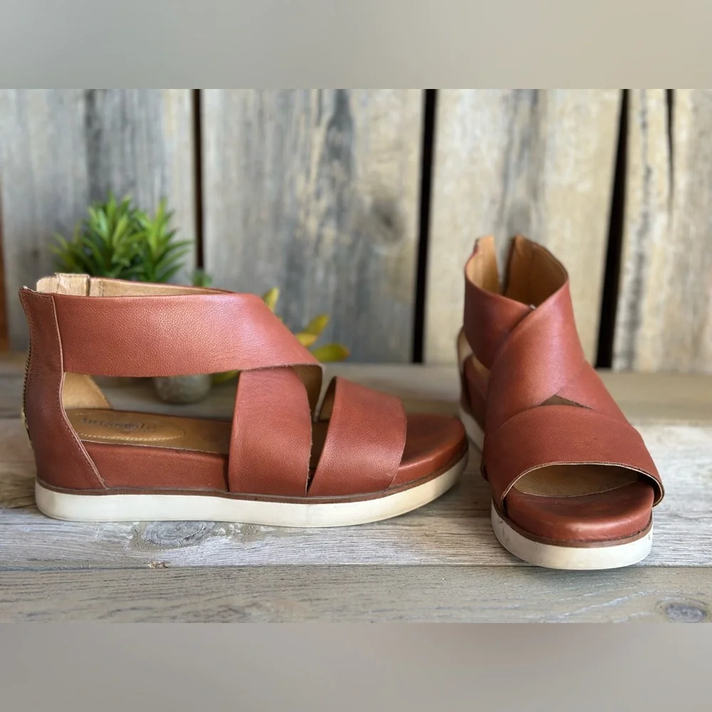 Women's Bussola Tan Leather Sandals Size 39 - Picture 2 of 8